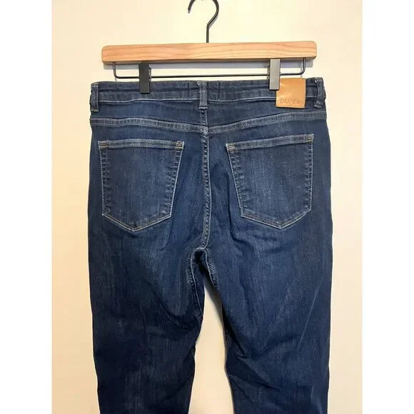 DU/ER Performance Denim Mid Rise Slim Straight in Dark Stone Women's Size 30x32 - Picture 7 of 14